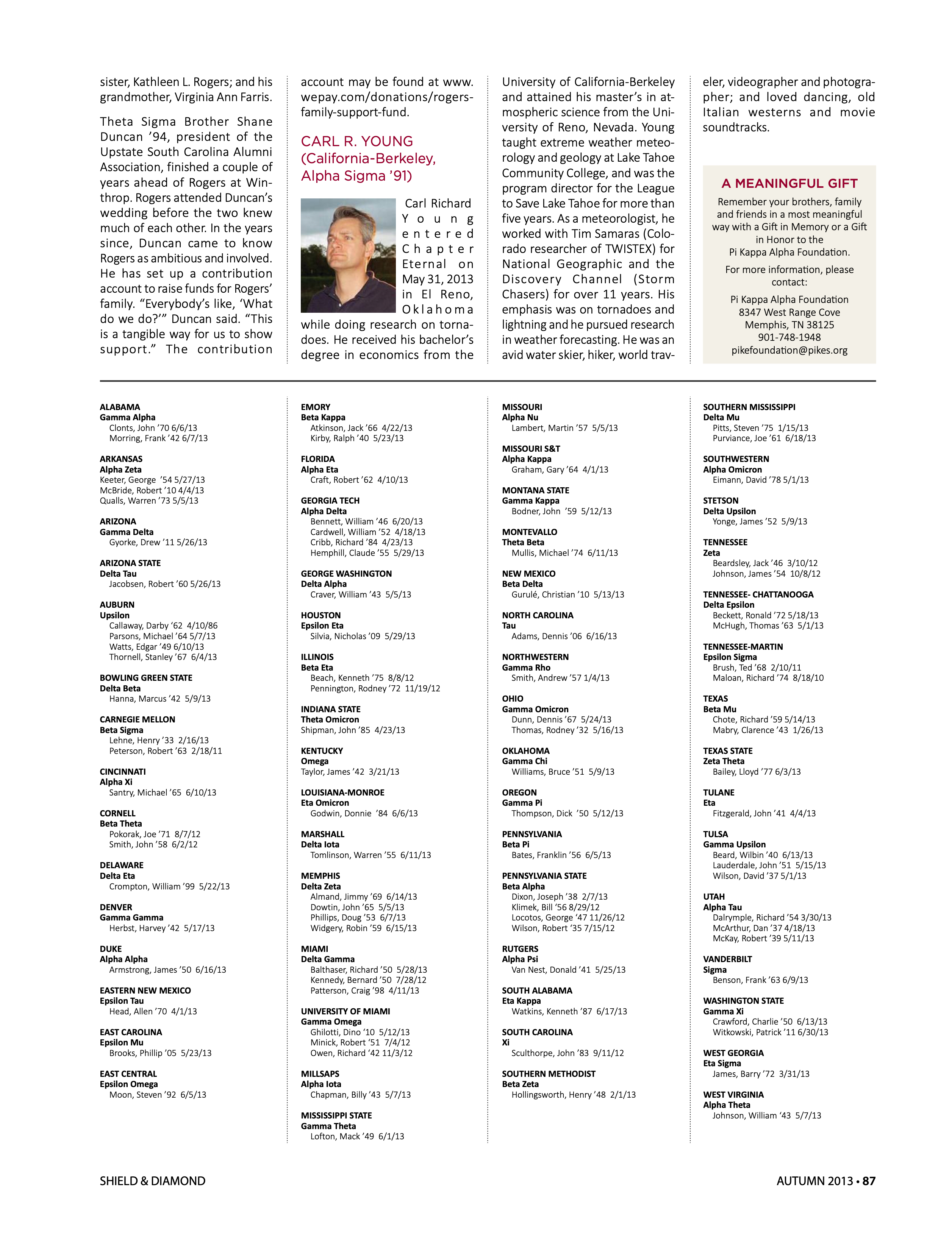 A Meaningful Gift, Autumn 2013